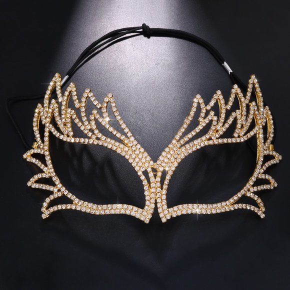 Crystal Rhinestone Masquerade Mask Holloween Face Accessories Prom Party Jewelry - Picture 4 of 5